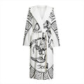 White And Black Scorpio Sign Print Hooded Bathrobe