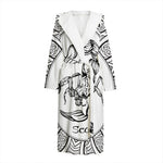 White And Black Scorpio Sign Print Hooded Bathrobe