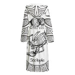 White And Black Scorpio Sign Print Hooded Bathrobe