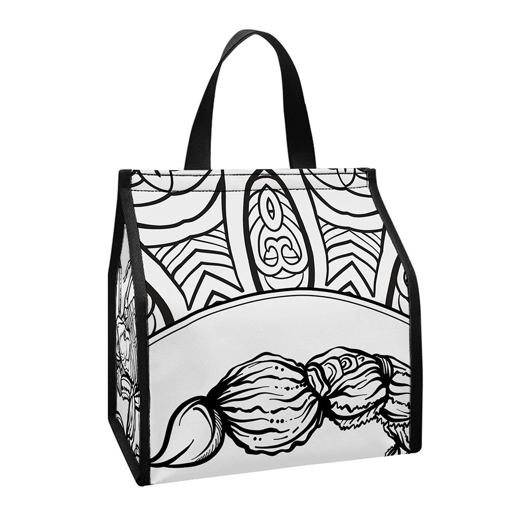 White And Black Scorpio Sign Print Insulated Lunch Tote