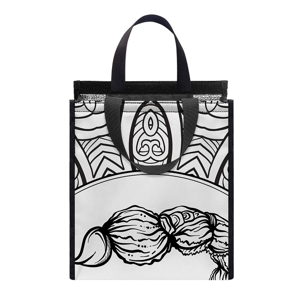 White And Black Scorpio Sign Print Insulated Lunch Tote