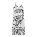White And Black Scorpio Sign Print Jersey Midi Cami Dress