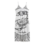 White And Black Scorpio Sign Print Jersey Midi Cami Dress