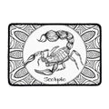 White And Black Scorpio Sign Print Kitchen Mat