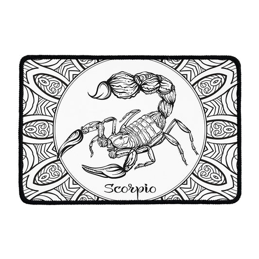 White And Black Scorpio Sign Print Kitchen Mat