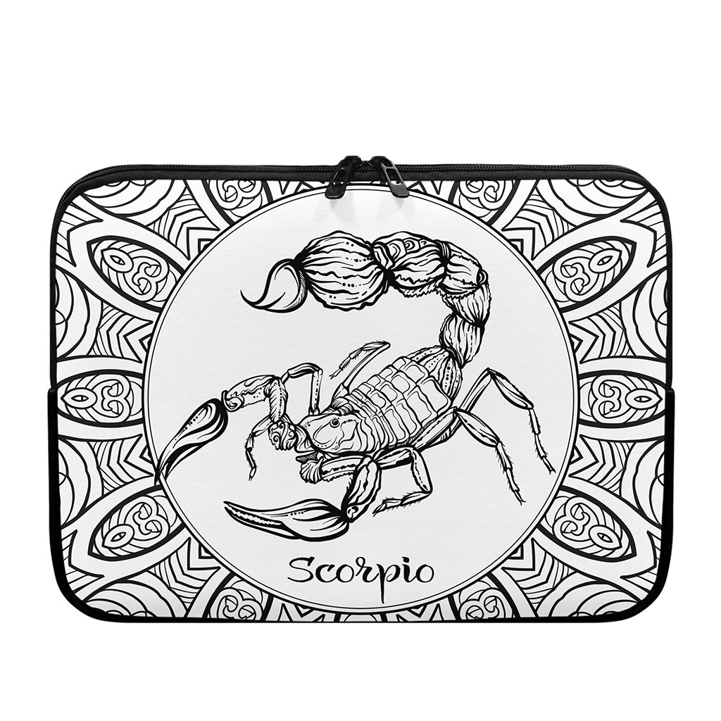 White And Black Scorpio Sign Print Laptop Sleeve