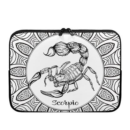 White And Black Scorpio Sign Print Laptop Sleeve