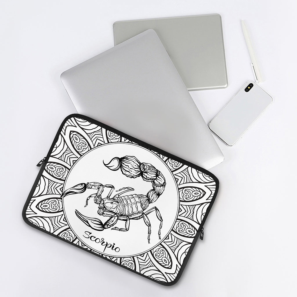 White And Black Scorpio Sign Print Laptop Sleeve