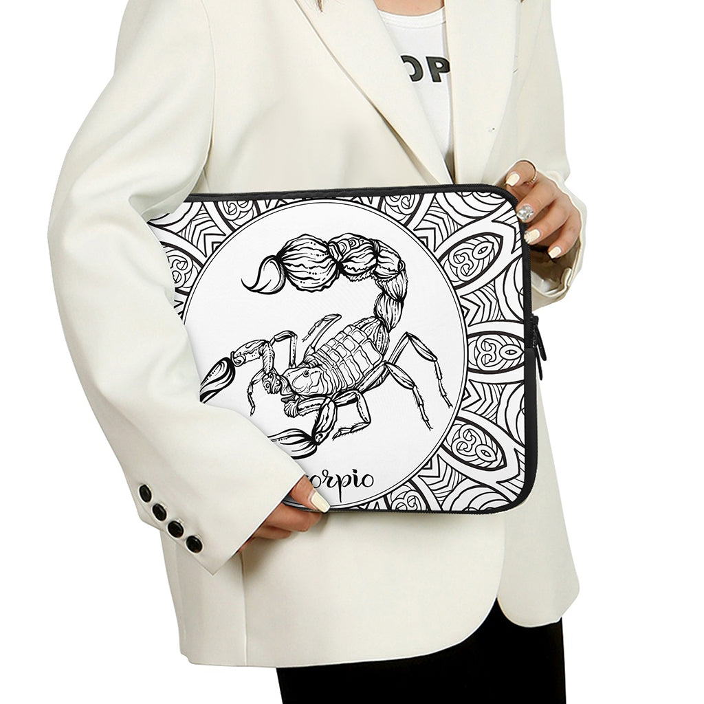 White And Black Scorpio Sign Print Laptop Sleeve