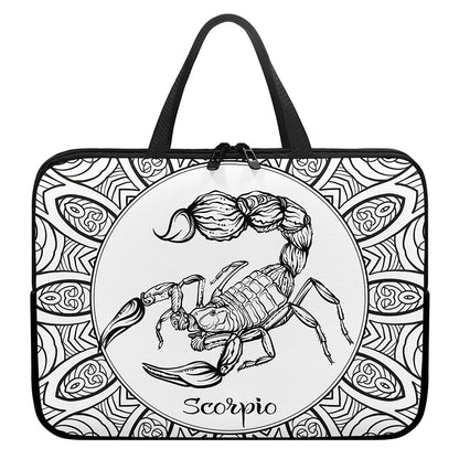White And Black Scorpio Sign Print Laptop Sleeve With Handle