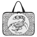 White And Black Scorpio Sign Print Laptop Sleeve With Handle