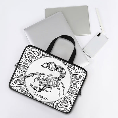 White And Black Scorpio Sign Print Laptop Sleeve With Handle