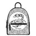 White And Black Scorpio Sign Print Leather Backpack