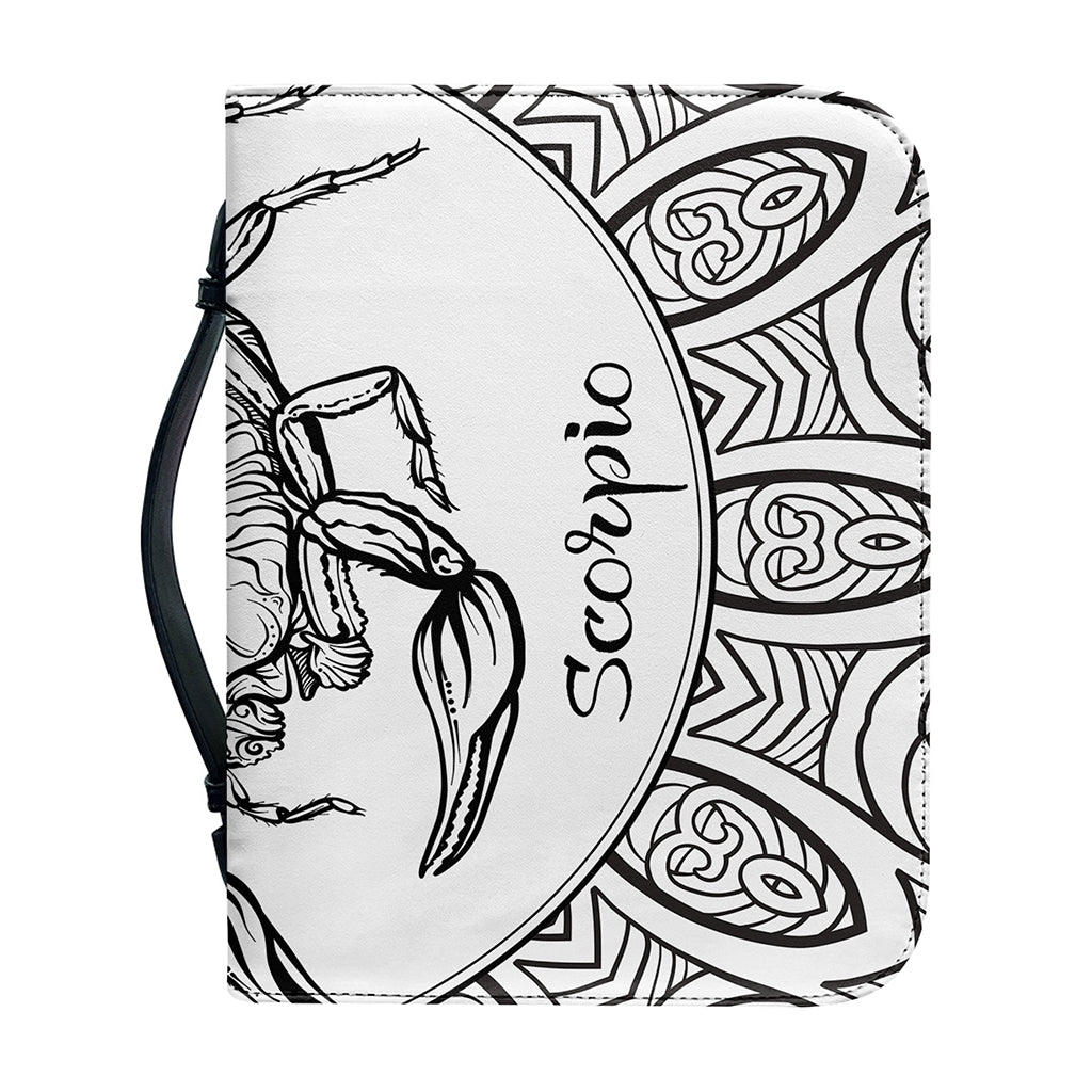 White And Black Scorpio Sign Print Leather Bible Cover