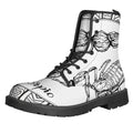 White And Black Scorpio Sign Print Lace-Up Boots