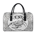 White And Black Scorpio Sign Print Leather Duffel Bag
