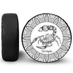 White And Black Scorpio Sign Print Leather Spare Tire Cover