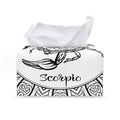 White And Black Scorpio Sign Print Leather Tissue Box Cover