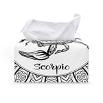 White And Black Scorpio Sign Print Leather Tissue Box Cover