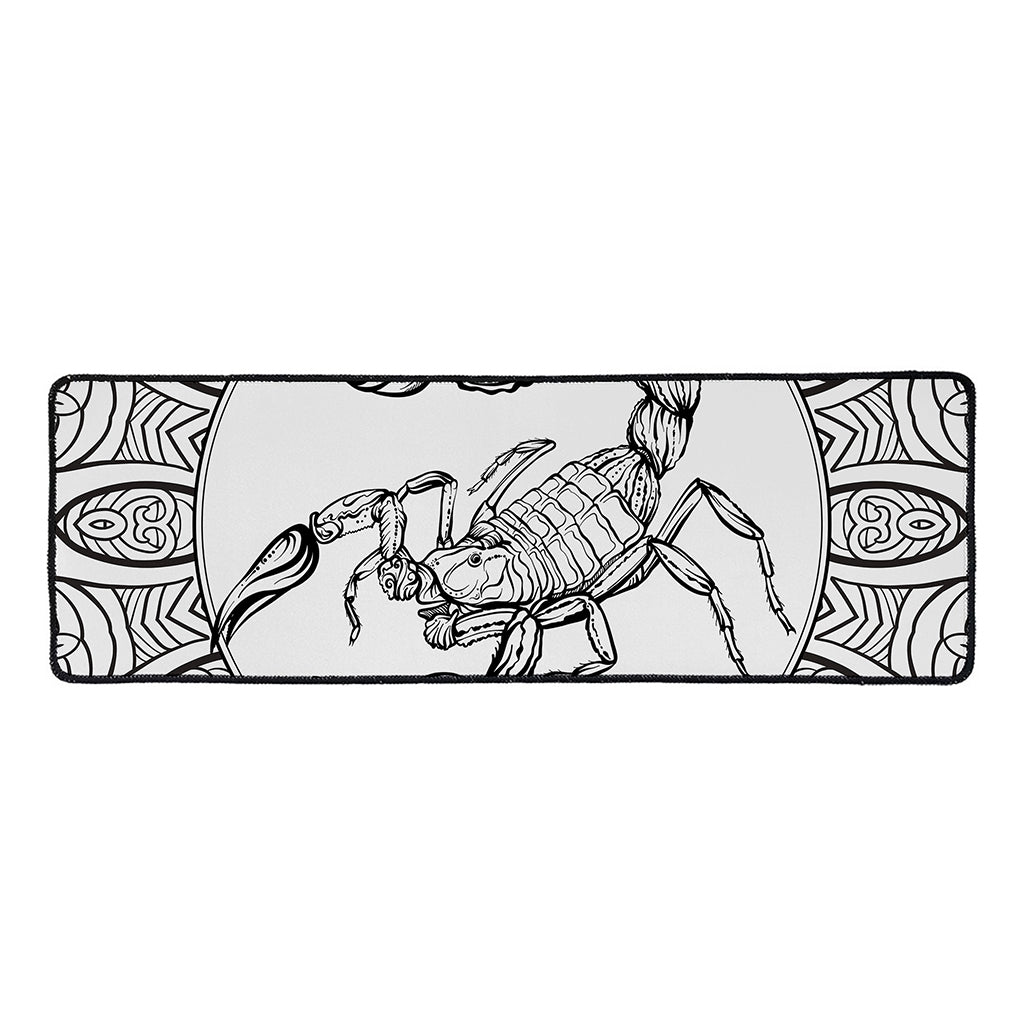 White And Black Scorpio Sign Print Long Kitchen Mat