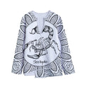 White And Black Scorpio Sign Print Long Sleeve Short Coat