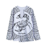 White And Black Scorpio Sign Print Long Sleeve Short Coat