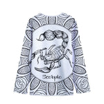 White And Black Scorpio Sign Print Long Sleeve Short Coat