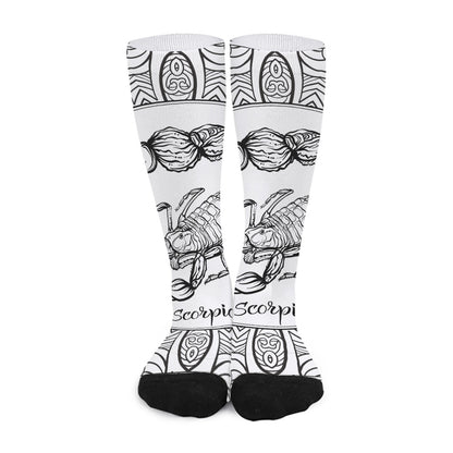 White And Black Scorpio Sign Print Long Socks