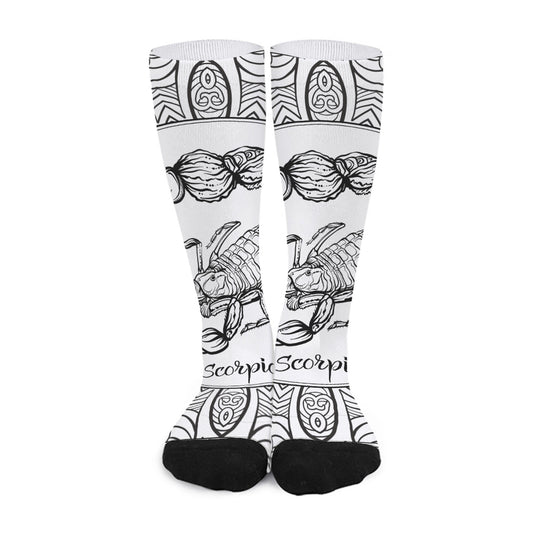 White And Black Scorpio Sign Print Long Socks