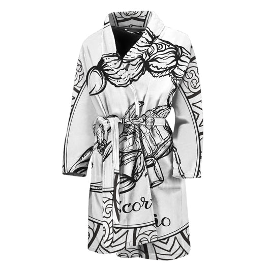 White And Black Scorpio Sign Print Men's Bathrobe