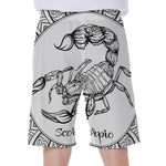 White And Black Scorpio Sign Print Men's Beach Shorts