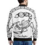 White And Black Scorpio Sign Print Men's Bomber Jacket