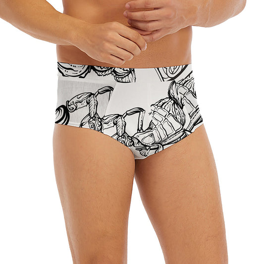 White And Black Scorpio Sign Print Men's Briefs