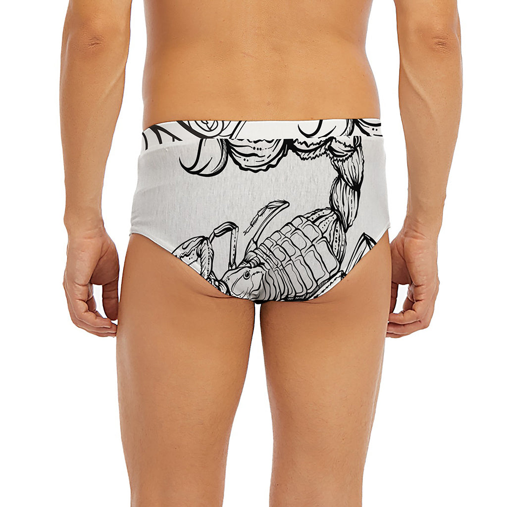White And Black Scorpio Sign Print Men's Briefs
