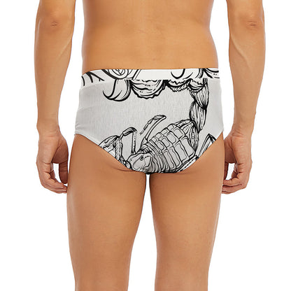 White And Black Scorpio Sign Print Men's Briefs