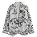 White And Black Scorpio Sign Print Men's Cotton Blazer