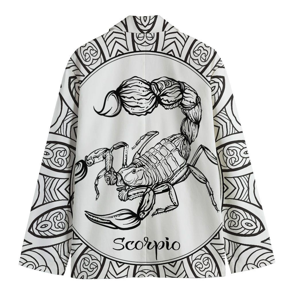 White And Black Scorpio Sign Print Men's Cotton Blazer
