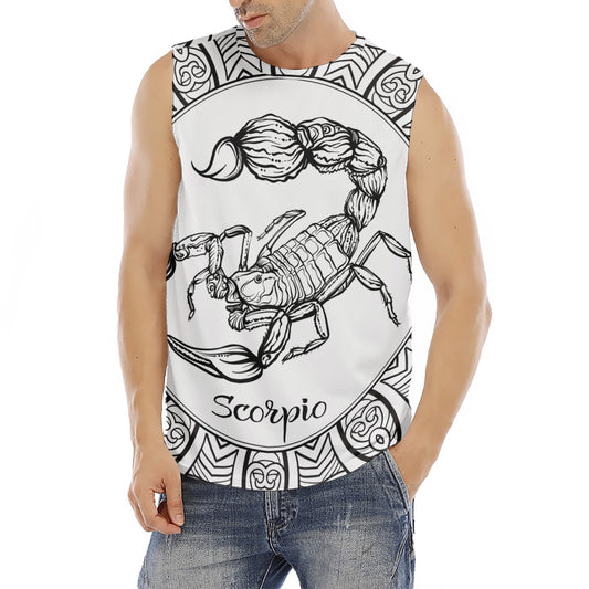 White And Black Scorpio Sign Print Men's Fitness Tank Top