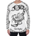 White And Black Scorpio Sign Print Men's Long Sleeve T-Shirt
