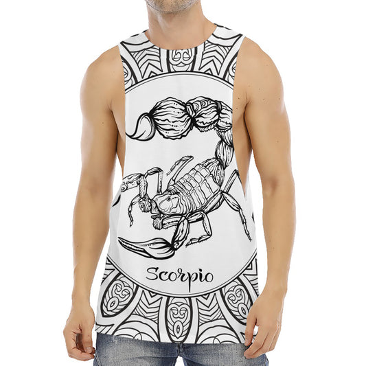 White And Black Scorpio Sign Print Men's Muscle Tank Top