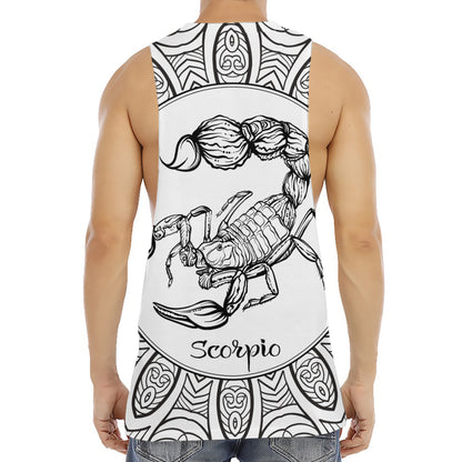 White And Black Scorpio Sign Print Men's Muscle Tank Top