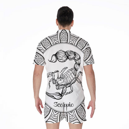 White And Black Scorpio Sign Print Men's Rompers