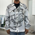 White And Black Scorpio Sign Print Men's Shirt Jacket