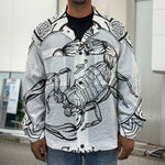 White And Black Scorpio Sign Print Men's Shirt Jacket