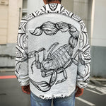 White And Black Scorpio Sign Print Men's Shirt Jacket