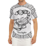 White And Black Scorpio Sign Print Men's Short Sleeve Rash Guard