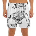 White And Black Scorpio Sign Print Men's Split Running Shorts