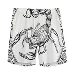 White And Black Scorpio Sign Print Men's Sports Shorts