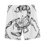 White And Black Scorpio Sign Print Men's Sports Shorts