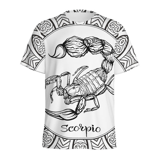 White And Black Scorpio Sign Print Men's Sports T-Shirt